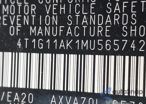 2021 Toyota Camry Se z USA, uszkodzony, nr VIN 4T1G11AK1MU565742